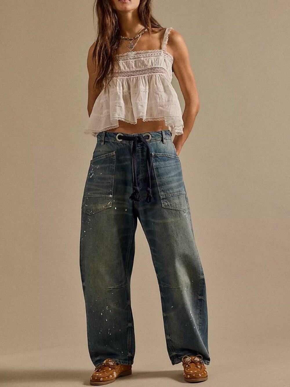Free People Jeans We The Free Moxie Pull-On Barrel Jeans Size 32 New with Tags